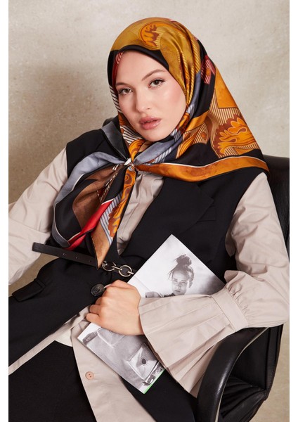 Sarı Karışık Desen Twill Ipek Eşarp fiyatları