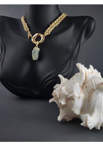 Özel Tasarım Akuamarin Doğaltaşlı Örme Kolye fiyatları