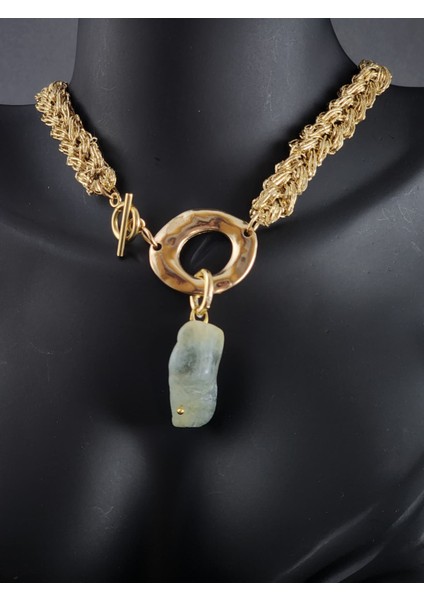 Özel Tasarım Akuamarin Doğaltaşlı Örme Kolye modelleri