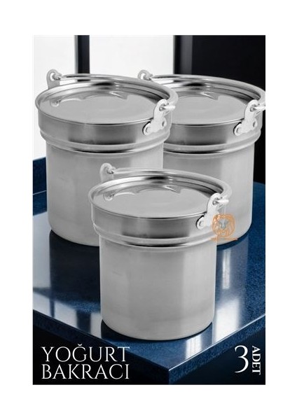 Hsnet Paslanmaz Çelik Yoğurt Bakracı 3 Adet 5 Lt - M809R607-K71809
