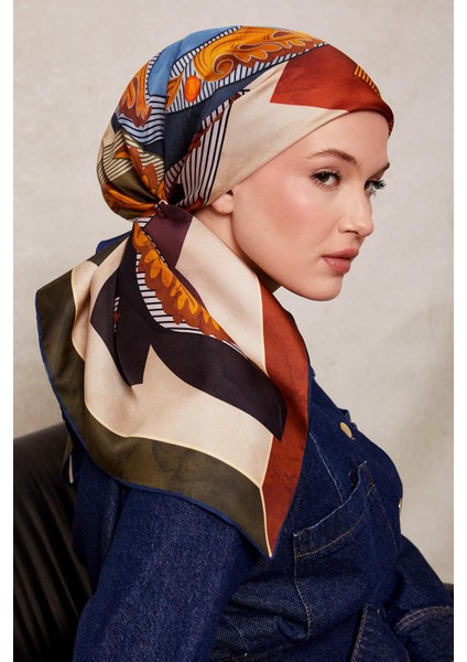 Indigo Karışık Desen Twill Ipek Eşarp fiyatları