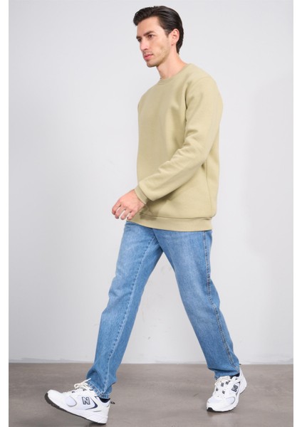 Çetinkaya Mentality 3036 3 Ip Bisiklet Yaka Eski Yeşil Sweatshirt modelleri