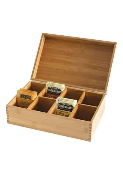 International 8 Bölmeli Bambu Ahşap Çay Kutusu, 12-3/8 "x 7-3/8" x 3-3/5" fiyatları