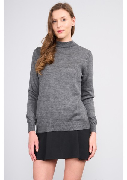 Çetinkaya Miya Mira 2254 Bayan Dik Yaka Koyu Grimelanj Triko
