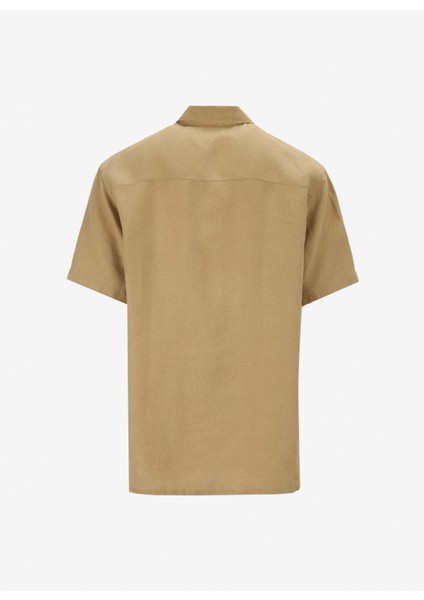 Deve Tüyü Erkek Apaş Yaka Relaxed Fit %100 Keten Gömlek F5SM-GML 2722