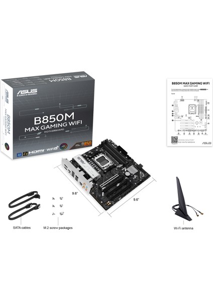 Asus B850M Max Gamıng Wıfı Am5 Ddr5 8000MHZ(OC) Matx HDMI Anakart