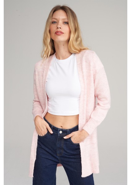 Çetinkaya Miya Mira Modest 2316 Kadın Şal Yaka Akrilik Triko Hırka Pudra