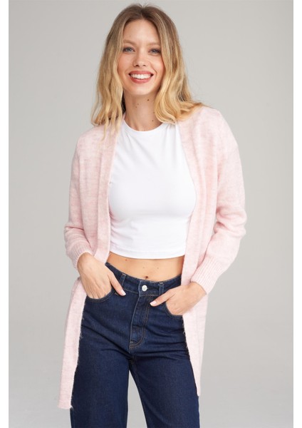 Çetinkaya Miya Mira Modest 2316 Kadın Şal Yaka Akrilik Triko Hırka Pudra modelleri