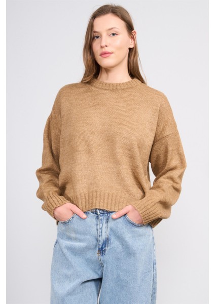 Çetinkaya Fithit 2059 Kadın Bisiklet Yaka Akrilik Triko Camel
