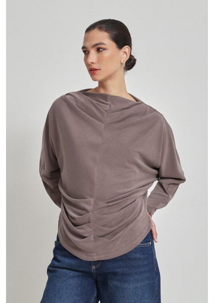 Vizon Büzgü Detaylı Uzun Kollu Bluz modelleri
