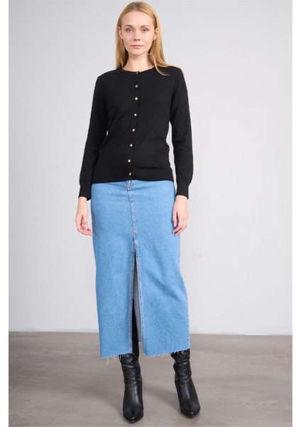 Çetinkaya Fithit 2312 Kadın Bisiklet Yaka Viskon Triko Hırka Siyah modelleri