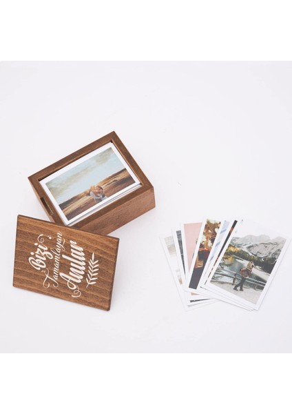 Bizi Tamamlayan Anılar Kapaklı Ahşap Fotoğraf Kutusu