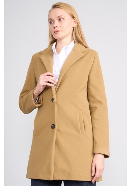 Çetinkaya Fithit 5320 Kadın Loose Fit Kaşe Kaban Camel