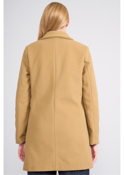 Çetinkaya Fithit 5320 Kadın Loose Fit Kaşe Kaban Camel