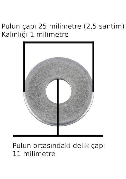 Demir Pul Şase Pulu Galveniz Kaplı Çok Amaçlı Tamir Pulu Çap 25 Kalınlık 1 Orta Boşluk Çap 11 10 Adet fiyatları
