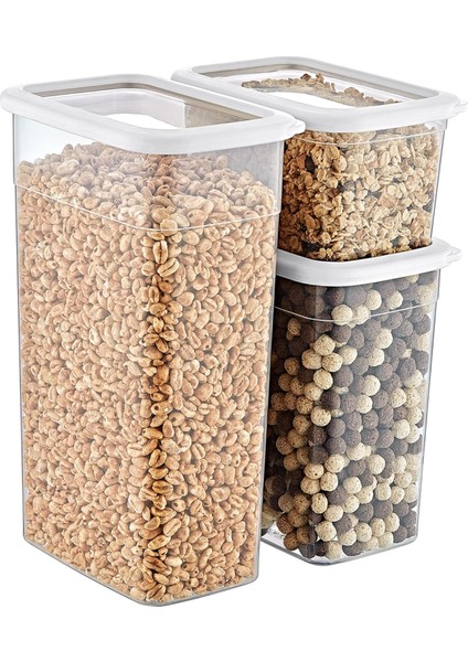 2'li Set Skali Dikdörtgen Saklama Kabı Beyaz (2'şer Adet 1210 Ml, 2350 Ml, 3500 Ml)