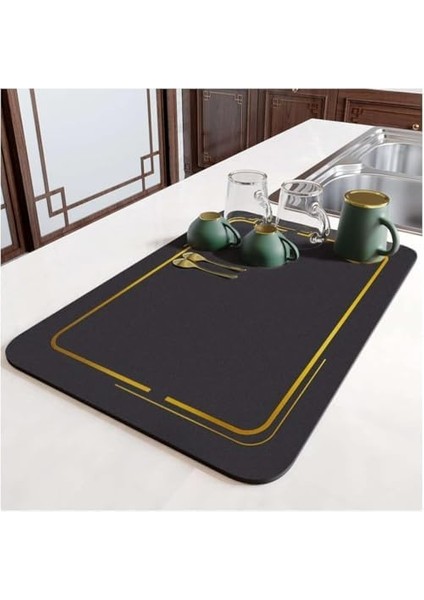 Tezgah Üstü Bulaşık Kurutma Matı,mutfak Matı, Tezgah Üstü Kaymaz Kurulama Örtüsü,bulaşık Kurutma Matı (Siyah, 40X50) fiyatları