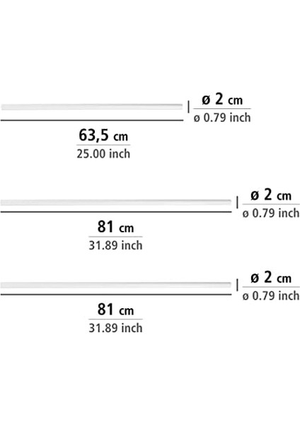Evrensel Açı Çubuğu Beyaz Çeşitli Uzunluklar, Ø 2 cm Beyaz modelleri