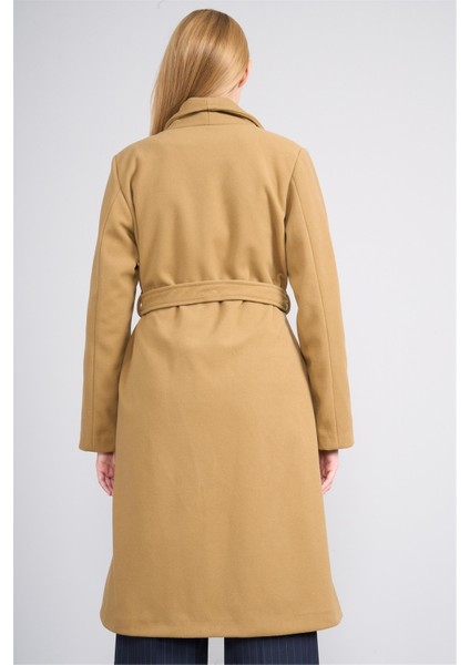 Çetinkaya Fithit 5319 Kadın Loose Fit Kaşe Kaban Camel