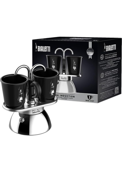 - Set Mini Indüksiyon: Ocak Üstü Espresso Pişirici + 2 Cups - Indüksiyon Ocak Türleri Için Uygundur