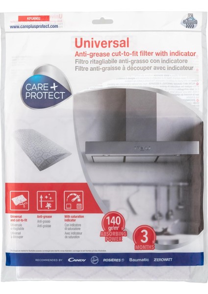 + Protect -Grease Cut-Out Hood Filter,, With Saturation Indicator, Professional, Self-Extinguishing,, 47 x 97 cm