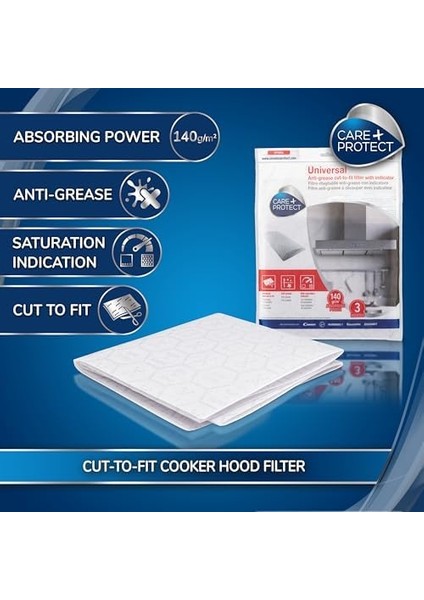 + Protect -Grease Cut-Out Hood Filter,, With Saturation Indicator, Professional, Self-Extinguishing,, 47 x 97 cm modelleri