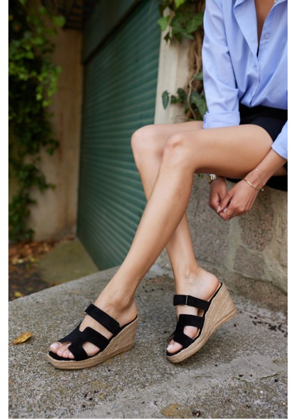 Hawai Kadın Kahve Gercek Deri Süet Espadril Terlık