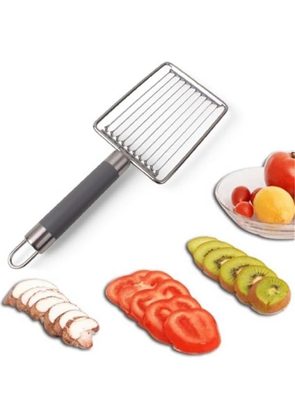 Paslanmaz Çelik Silikon Saplı Testere Ağızlı Dilimleyici - Sebze ve Meyve Şekillendirici, Ergonomik, Bulaşık Makinesinde Yıkanabilir Mutfak Dilimleyici