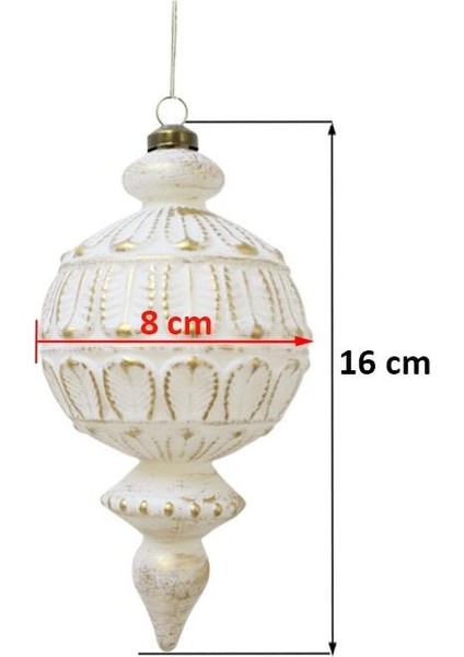 Yılbaşı Ağaç Süsü Retro Altın Eskitme Detaylı Sarkıt Beyaz Gold 16 cm 2'li Set fırsatları