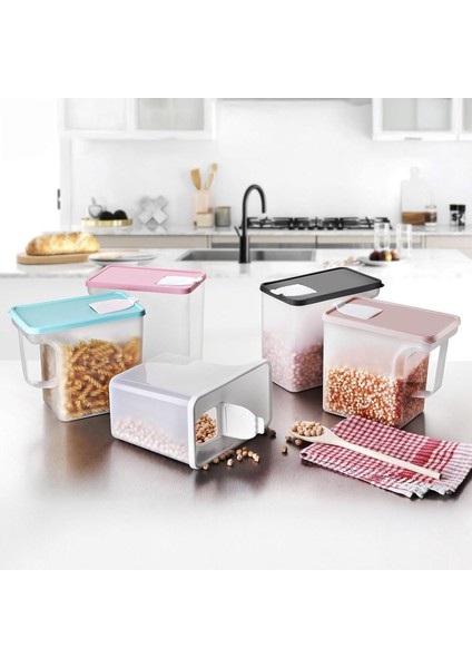 Şeffaf Mutfak Erzak Kabı Kapaklı Hava Geçirmez Boşaltma Bakliyat Saklama Kabı Düzenleyici 2450CC (Asorti)