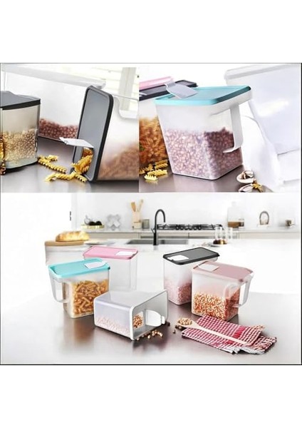 Şeffaf Mutfak Erzak Kabı Kapaklı Hava Geçirmez Boşaltma Bakliyat Saklama Kabı Düzenleyici 2450CC (Asorti) fiyatları