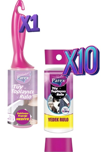 Premium Tüy Toplayıcı Rulo ve 10 Yedek Rulo Paketi