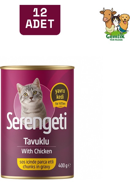 Tavuklu Gravy Etli Yavru Kedi Konserve Mama 400 Gr.