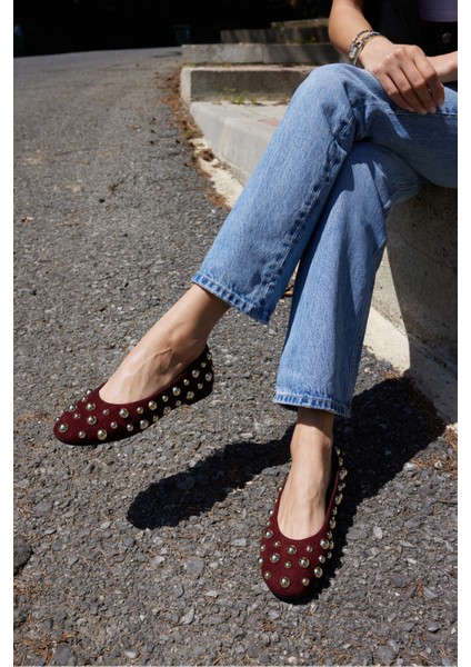 Marion Kadın Siyah Gercek Suet Trok Detay Babet