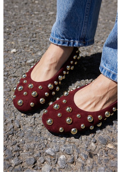 Marion Kadın Siyah Gercek Suet Trok Detay Babet modelleri