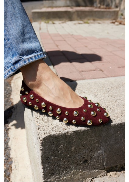 Marion Kadın Siyah Gercek Suet Trok Detay Babet