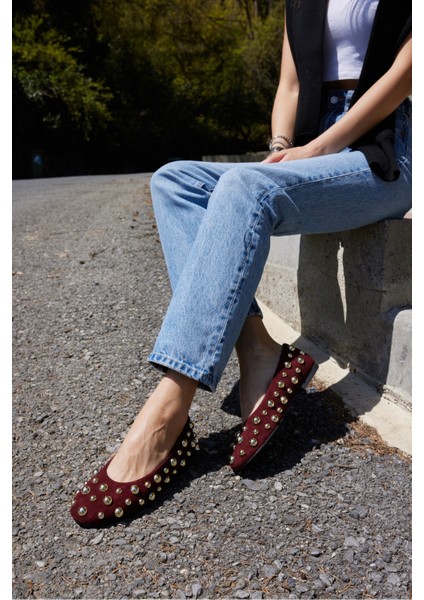 Marion Kadın Siyah Gercek Suet Trok Detay Babet