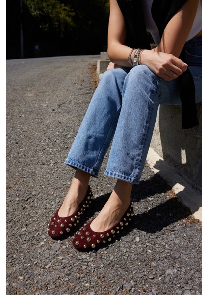 Marion Kadın Siyah Gercek Suet Trok Detay Babet