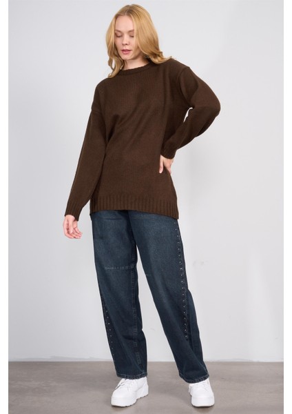 Çetinkaya Miya Mira Modest 8658 Kadın Bisiklet Yaka Akrilik Triko Kazak Kahve fiyatları