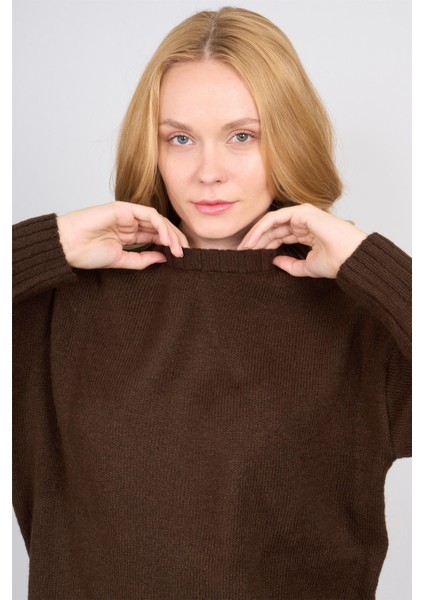 Çetinkaya Miya Mira Modest 8658 Kadın Bisiklet Yaka Akrilik Triko Kazak Kahve modelleri