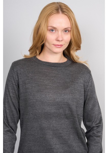 Çetinkaya Miyamira 2306 Kadın Basic Bisiklet Yaka Yanları Yırtmaçlı Triko Koyu Gri modelleri