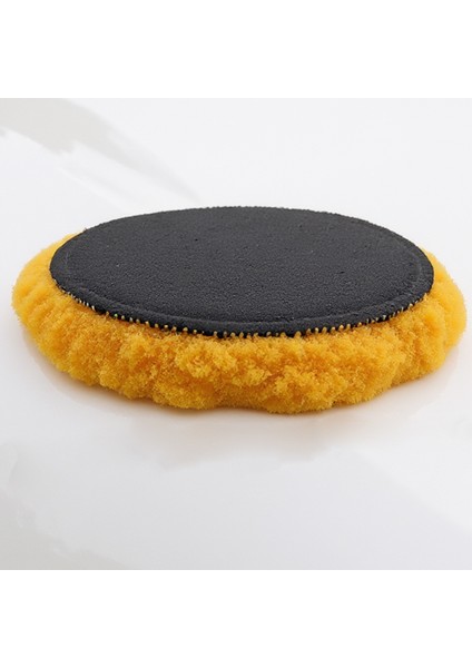Sarı Renk (1 Adet) Orta Sert Koyun Kuzu Postu Pedi Ø 125 mm Pasta Cila Polisaj Cırt Tabanlı Yün modelleri