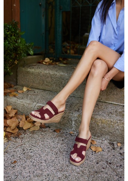 Hawai Kadın Kahve Gercek Deri Süet Espadril Terlık modelleri