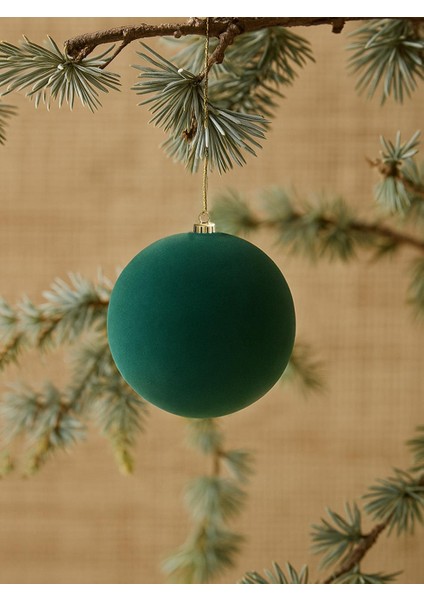 Kadife Yılbaşı Topu – Çam Ağacı Süsü Yeşil 12 cm 3'lü