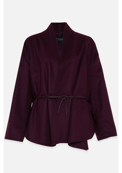 Bordo Yakasız Dökümlü Rahat Kesim Kaban fırsatları