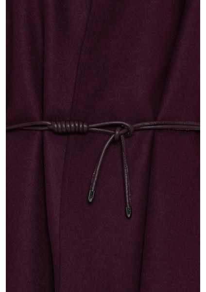 Bordo Yakasız Dökümlü Rahat Kesim Kaban indirimleri