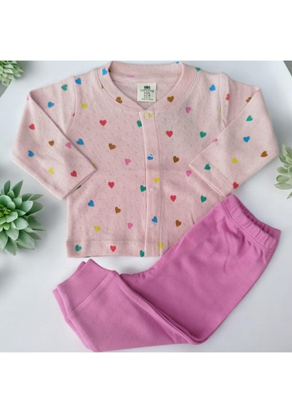 Kalpli Çıtçıtlı Bebe Penye Ikili Takım Fuşya