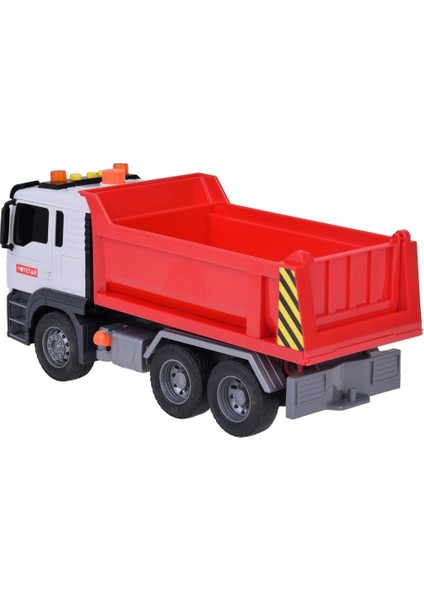 1:12 Sürtmeli Sesli Işıklı Kırmızı Damperli Oyuncak Kamyon modelleri