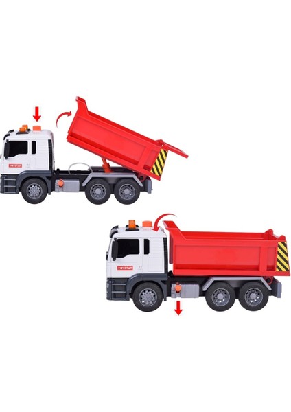 1:12 Sürtmeli Sesli Işıklı Kırmızı Damperli Oyuncak Kamyon fırsatları