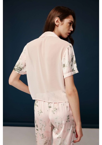 Kadın Pembe Saten Sırtı Transparan Pijama Takımı 30018 modelleri